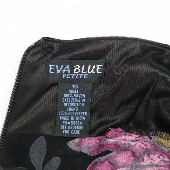 Eva Blue Petite Beaded Floral Midi Dress VTG Boho Whimsygoth Wednesdaycore 10P - Picture 5 of 8